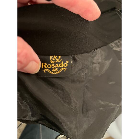 Rosado Black Long Maxi Skirt Size 46 Elegant Satin Trim Formal Wear - Picture 3 of 5